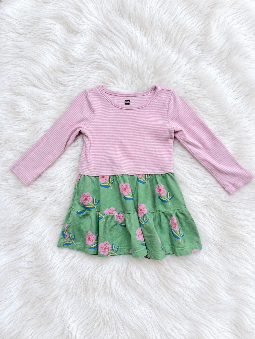 Tea Collection Floral Dress Pink & Green